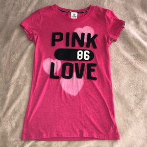 PINK short sleeve top. Hot pink shirt, size small.